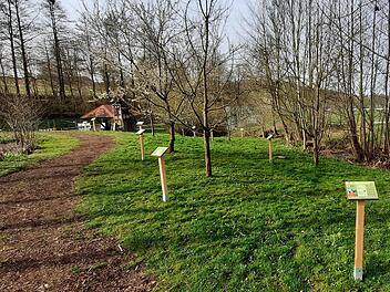 Die Tafeln am Früchtepfad in Poppenhausen wurde neugestaltet.  Foto: Michael Müller