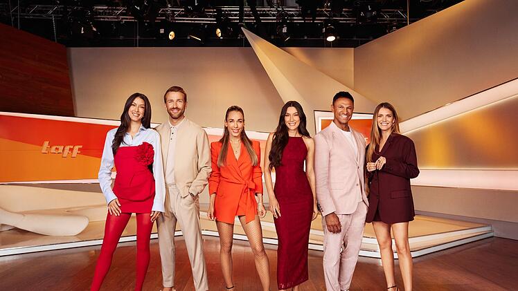 Das sind aktuell die Gesichter (von links) des Lifestyle-Magazins "taff": Rebecca Mir, Christian Düren, Annemarie Carpendale, Neda Peemüller, Daniel Aminati und Viviane Geppert.