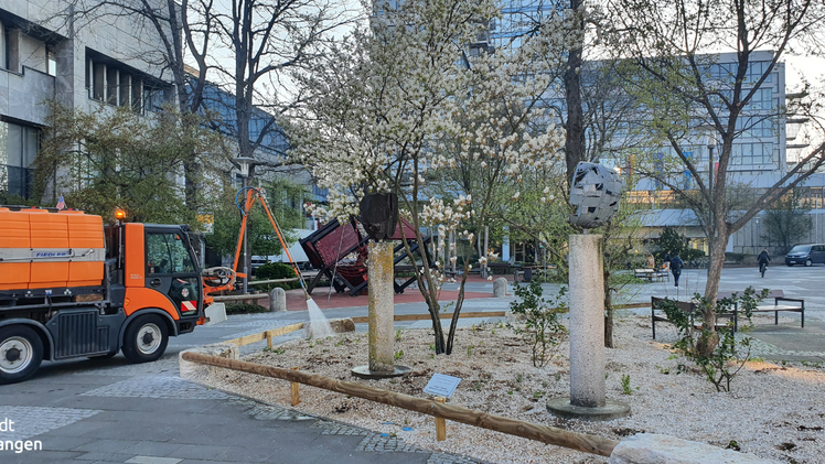 Erlangen: Stadt verteidigt neue Beete am Rathausplatz - "nein, das ist kein Schottergarten"