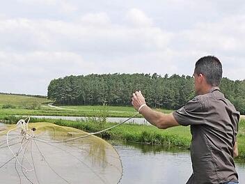 Nicht zum Abfischen, nur zur Kontrolle der Fischbestände dient das Wurfnetz.