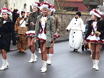 Die Garde führte den Faschingsumzug am Dienstag in Ermershausen an.   Foto: Gerhard Schmidt