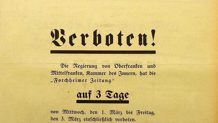 Titelseite der Forchheimer Zeitung vom 1. März 1933.Repro: Franze