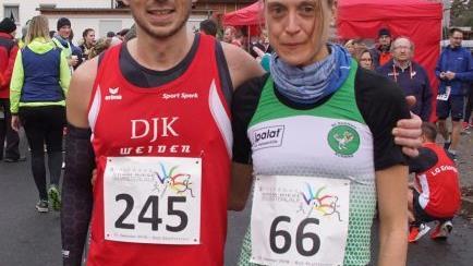 Andreas Hecht von der DJK Weiden sowie Sandra Haderlein vom SC Kemmern hatten im Hauptlauf über 10000 Meter die Nase vorn. Foto: Mario Deller