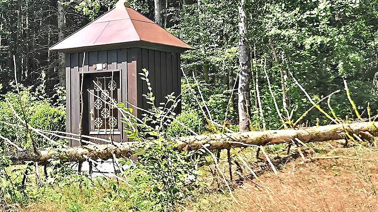 Wie ein Schutzwall liegt der umgest&uuml;rzte Baum vor der Silberbergkapelle. Hier hat Gott wohl seine sch&uuml;tzende Hand dar&uuml;ber gehalten.Michael Koch
