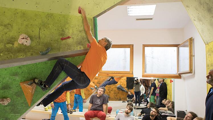Johannes Müller auf dem Weg zum Bonusgriff auf der Finalroute