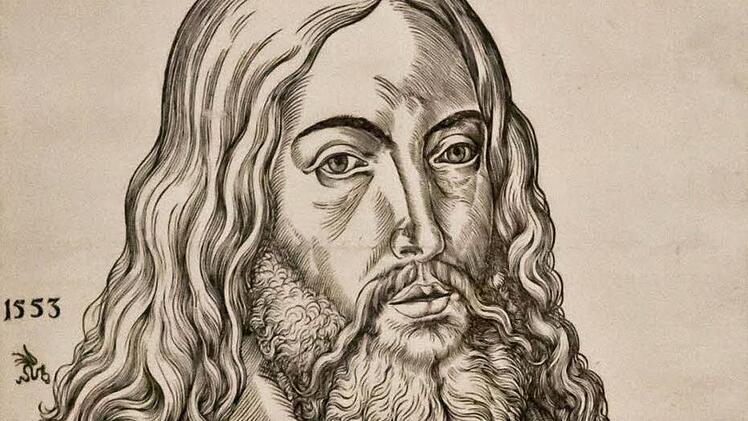 Lucas Cranach d. J.: Segnender Christus Salvator, 1553, Holzschnitt, (Detail) Kopie nach einem Gemälde von Jacopo de BarbariFoto: Jochen Berger