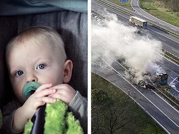 A3 bei Erlangen: Baby sitzt stundenlang im Auto fest - Rettungsgasse blockiert
