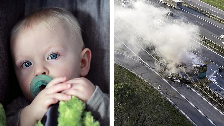 A3 bei Erlangen: Baby sitzt stundenlang im Auto fest - Rettungsgasse blockiert