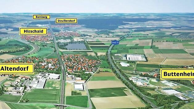 Von S&uuml;den her erreicht der ICE-Ausbau den Landkreis Bamberg.llustration: Deutsche Bahn