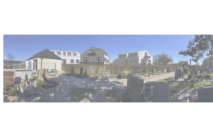 Simulation der Blockbebauung hinter dem Friedhof, erstellt   vom Bürgerbegehren Grafik: Bürgerbegehren