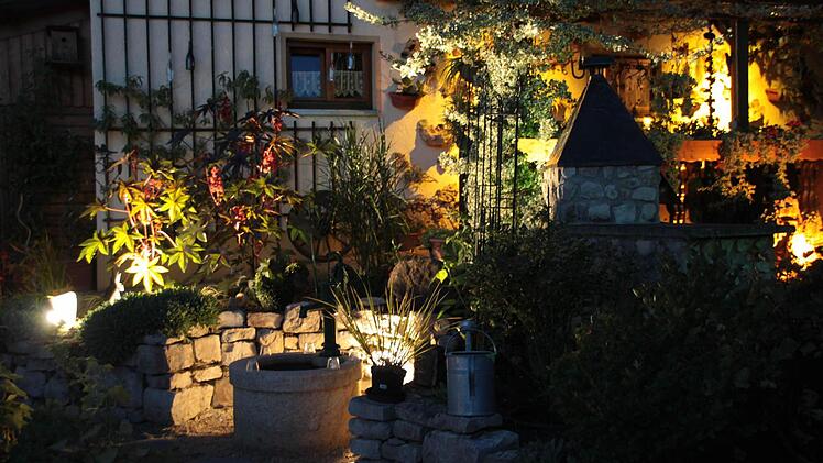 Der beleuchtete Garten der Familie Eichner aus Harsdorf. Foto: Jürgen Gärtner