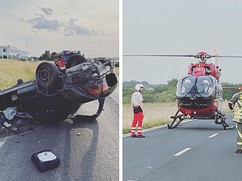 B22 bei Burgebrach: Zwei Verletzte bei schwerem Unfall - Auto einer Familie überschlägt sich