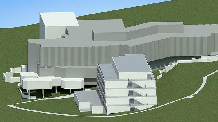 So soll der Neubau mit zweistöckiger Tiefgarage und fünf Obergeschossen aussehen. Grafik: Architekturbüro Stefan Richter
