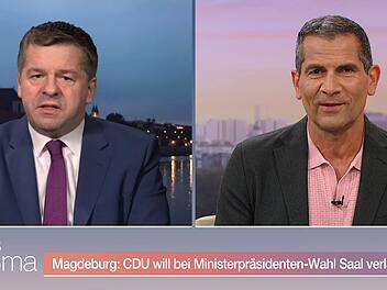 Mitri Sirin (rechts) sprach im ZDF-"Morgenmagazin" mit Sachsen Anhalts Ministerpr&auml;sident Sven Schulze.