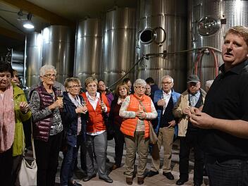 Thomas Braun stellt sein Familienweingut in Fahr dem Weinbauverein Hammelburg vor. Foto: Elisabeth Assmann