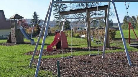 Die Kinder freuen sich: Der Geusfelder Kinderspielplatz wurde generalsaniert und einige neue Spielgeräte angeschafft.  Foto: heki