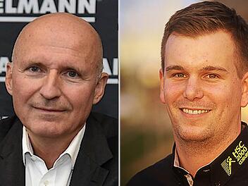 Alexander Fackelmann, Mitglied des Aufsichtsrates beim HC Erlangen (links) und Steffen Ramer, Geschäftsführer des HSC 2000 Coburg.