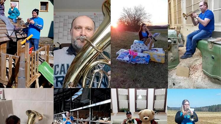 Zwölf Wattendorfer Musikerinnen und Musiker hatten sich jeweils einen außergewöhnlichen Ort ausgesucht, um unabhängig voneinander eine Polka aufzunehmen. Die Musikstücke wurden dann fürs Video zusammengefügt. Screenshots: Stephan Wilm