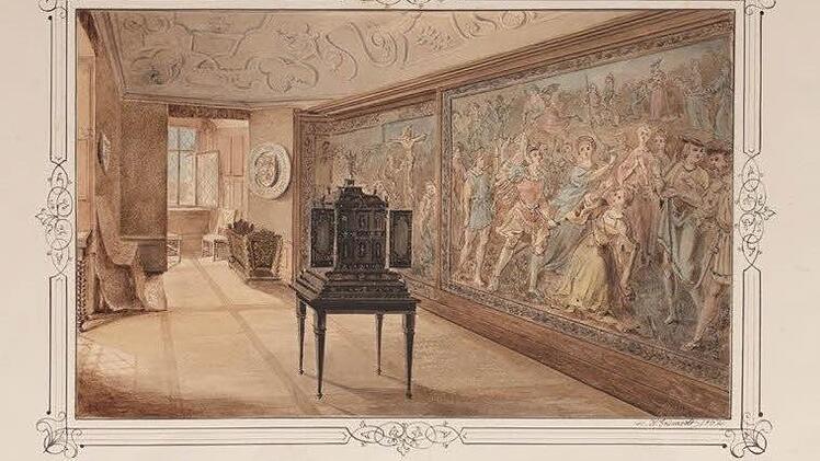 Eine Ansicht des "Rothen Zimmers" der Kemenate (1862)