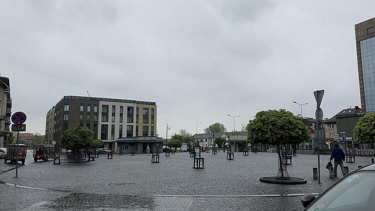Der Platz im Ghetto Krakau, von welchem die Juden aussortiert und ins Arbeitslager deportiert wurden.