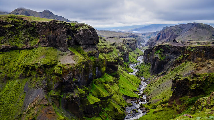 Thorsmork mountains canyon and river, near Skogar, Iceland