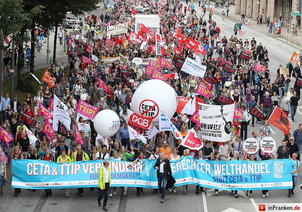 Demonstration gegen die Handelsabkommen