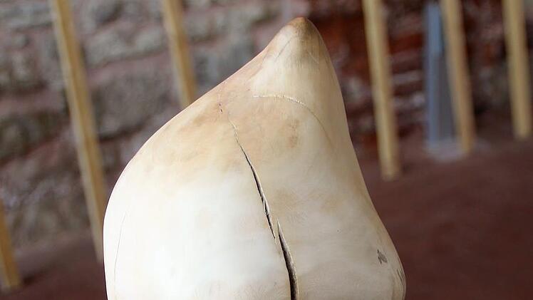 Weiblicher Torso aus Elsbeerenholz von Helena Scharf. Foto: Werner Vogel