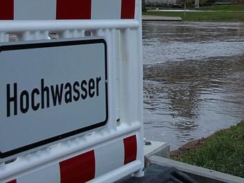 Hochwasser-Meldestufe 1 an der Saale. In der Au stehen die Saalewiesen unter Wasser, im Rosengarten und Luitpoldpark Bad Kissingen ist die Saale nur wenig über die Ufer getreten. Fotos: Benedikt Borst