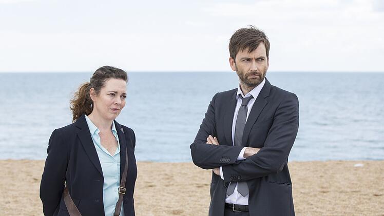 Der gro&szlig;e Durchbruch gelang Olivia Colman an der Seite von David Tennant (rechts) in der Krimiserie "Broadchurch".