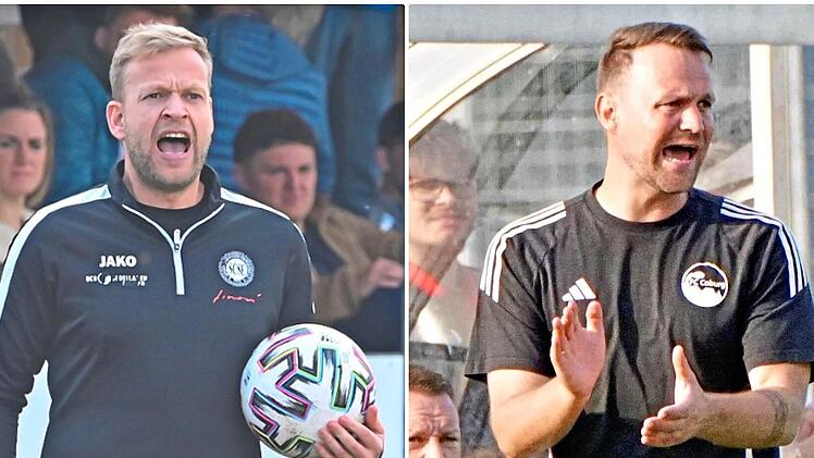 Jakob Engelmann und der SC Sylvia Ebersdorf (links) empfangen am kommenden Mittwoch zum Landesliga-Auftakt den FC Coburg um Calle Schiebel.Hagen Lehmann