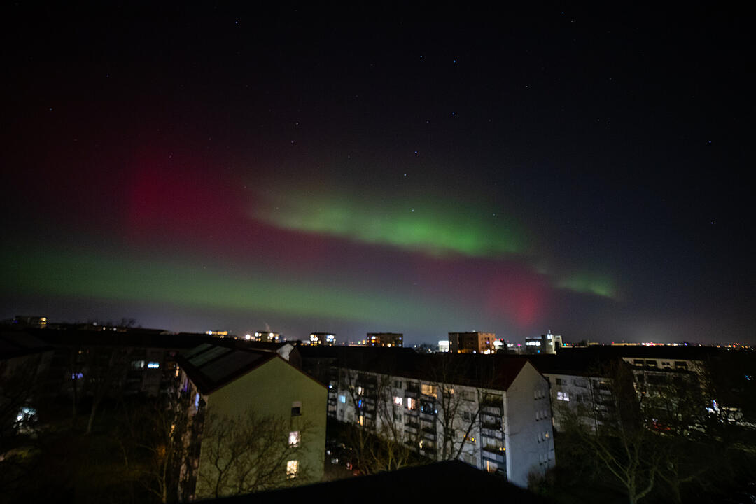 Polarlichter &uuml;ber F&uuml;rth: Rot-Gr&uuml;nes-Spektakel am Nachthimmel