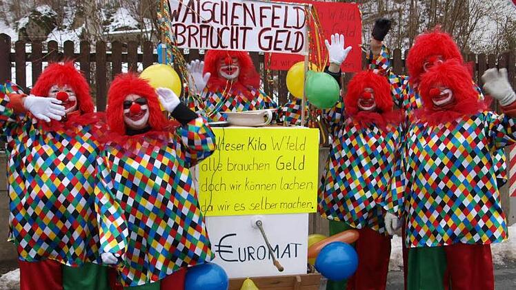 Eine Clownsgruppe sammelte Geld für Waischenfeld.
