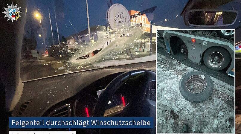 Metallteil durchschl&auml;gt Windschutzscheibe: Unfall auf der A3 bei H&ouml;chstadt