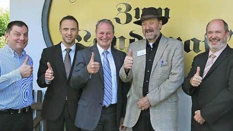 Die Referenten Jürgen Metz, Alexander Zöller, Fritz Lang und Jürgen Herber bei der IHK-Frühjahrssitzung.