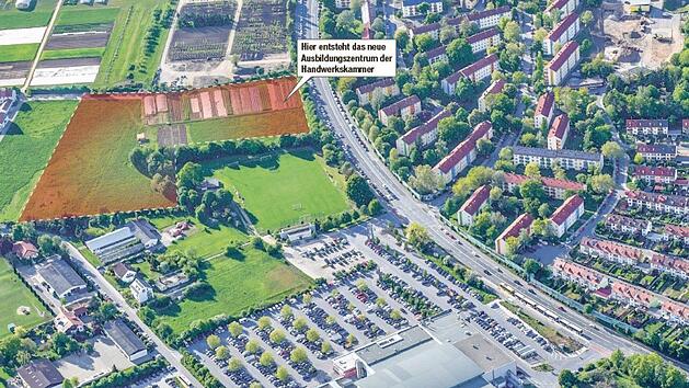 Auf einem drei Hektar gro&szlig;en Grundst&uuml;ck entsteht das neue Ausbildungszentrum der Handwerkskammer.  Foto: Ronald Rinklef