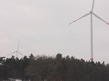 Die Windräder bei Münnerstadt schalten bei der Gefahr von Eisbildung automatisch ab. Foto: Heike Beudert