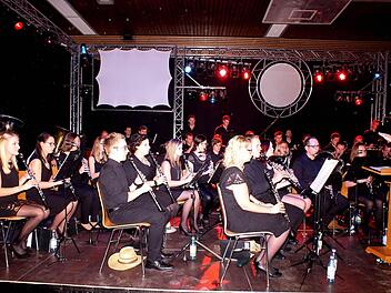 Ein Konzert der etwas anderen Art gaben die 60 Musiker des Blasorchesters Sand bei ihrem "House of Music". Fotos: Alfons Beuerlein