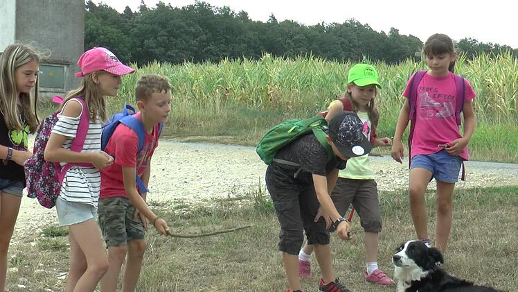 Die Kinder lernten nicht nur das Leben auf dem Bauernhof, sondern auch die Hofh&uuml;ndin Mila kennen.  Foto: C. Licha