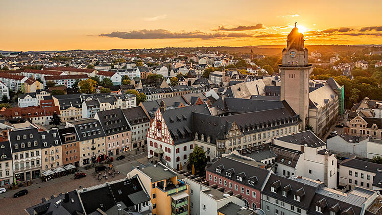 Luftbild mit Blick auf das Alte Rathaus