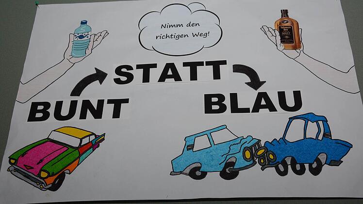 "Bunt statt blau": Kulmbacher Realschüler gestalten Wettbewerbs-Plakate. Foto: Dagmar Besand