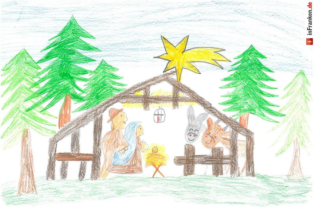 Selbstgemalte Weihnachtsbilder von Kindern aus Franken 2016
