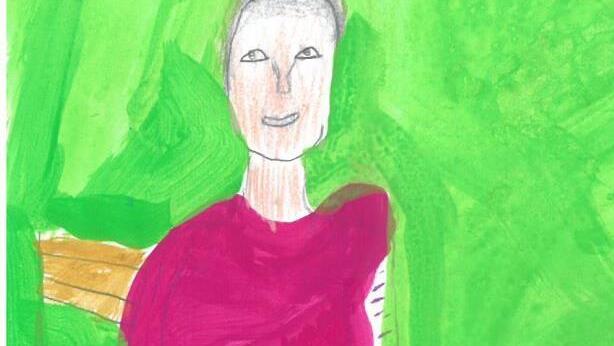 Isolde Weidner mit ihrem Gedichtband "Du hast mein Herz berührt" Foto: Markus Häggberg, gemalt von Alissa