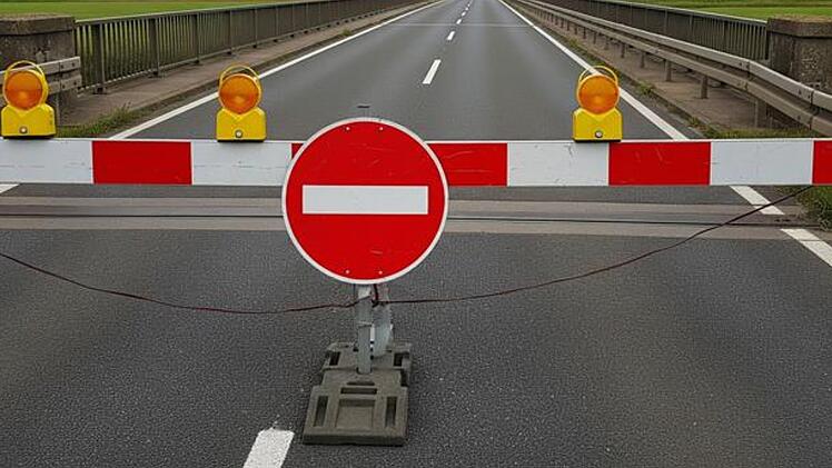 Brückensperrung auf einer Bundesstraße