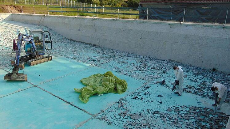 Seit Sommer laufen die Abbrucharbeiten. Das belastete Material muss als Sondermüll entsorgt werden. Foto: Petra Malbrich