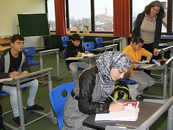 Vier syrische Kinder werden derzeit von Bettina van Plüren in der Stadtsteinacher Schule in deutscher Sprache unterrichtet - auf ehrenamtlicher Basis. Die Fortschritte, die die Kinder machen, sind immens. Fotos: Sonja Adam