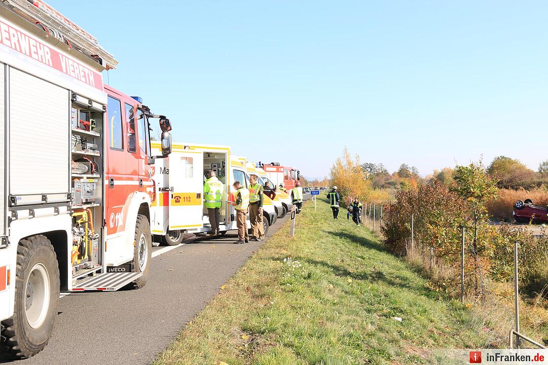 Schwerer Unfall auf der A70 bei Oberhaid