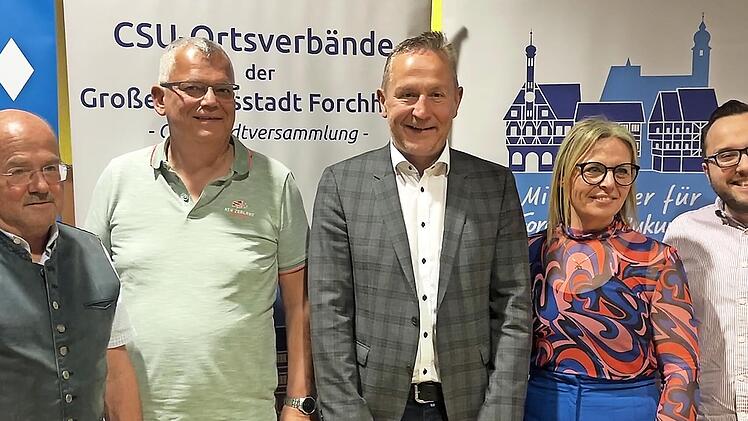 Sie bilden den Vorstand der CSU-Stadtversammlung (v. l.): Holger Lehnard, Thomas Werner, Udo Schönfelder, Martina Hebendanz und Dominik Henkel.
