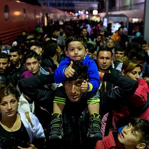 Ankunft von Flüchtlingen am Bahnhof München