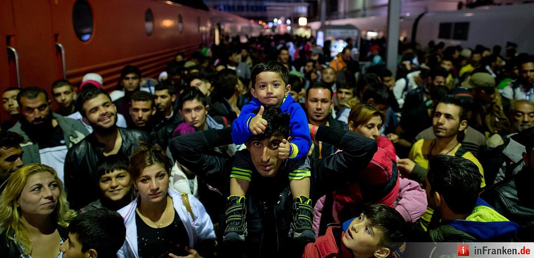 Ankunft von Flüchtlingen am Bahnhof München