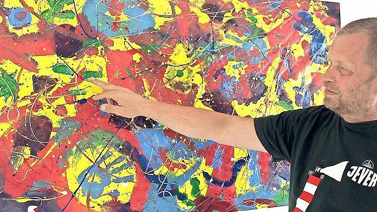 Einen Teil seiner Werke präsentierte Hobbykünstler Günther Gößmann-Schmitt beim Tag des offenen Ateliers im oberen Werntal. Fotos: Stefan Geiger